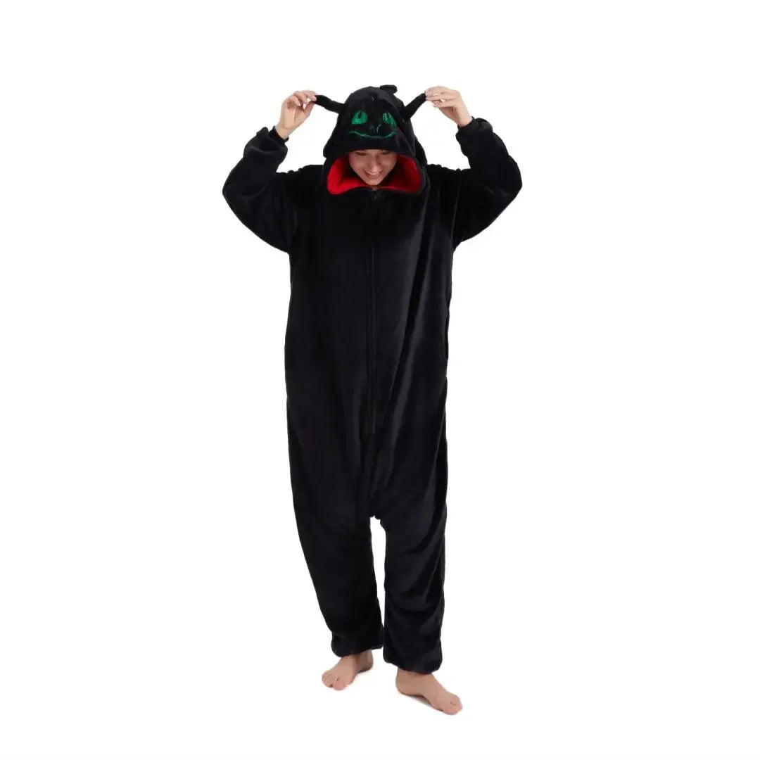 Toothless Dragon Onesie Kigurumi Cosplay Adult Unisex Flannel Pajama Anime Costume Train Your Night Funny Sleepwear Homewear
