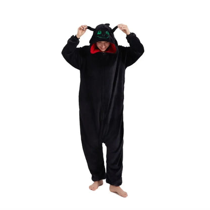 Toothless Dragon Onesie Kigurumi Cosplay Adult Unisex Flannel Pajama Anime Costume Train Your Night Funny Sleepwear Homewear