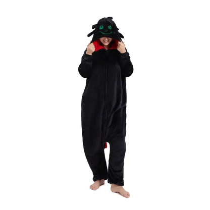 Toothless Dragon Onesie Kigurumi Cosplay Adult Unisex Flannel Pajama Anime Costume Train Your Night Funny Sleepwear Homewear