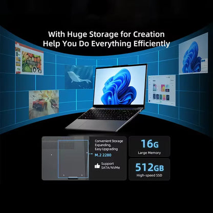 BMAX X15 Pro 15.6 inch 16 GB RAM 512 GB SSD Intel Processor 12. generation. Windows 11 Generation N100 Laptop, 1920*1080 Screen, HDMI, Wi-Fi, USB, PC